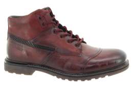 BUGATTI Pánský tm.červený kožený kotník