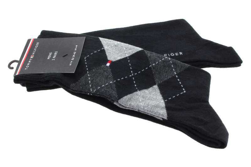 TOMMY HILFIGER Pánské černé ponožky 2 páry