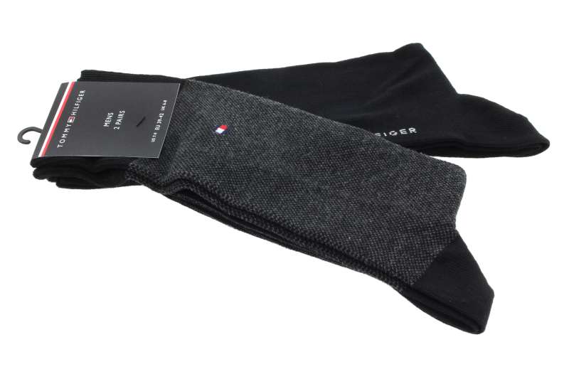 TOMMY HILFIGER Pánské černé ponožky 2 páry