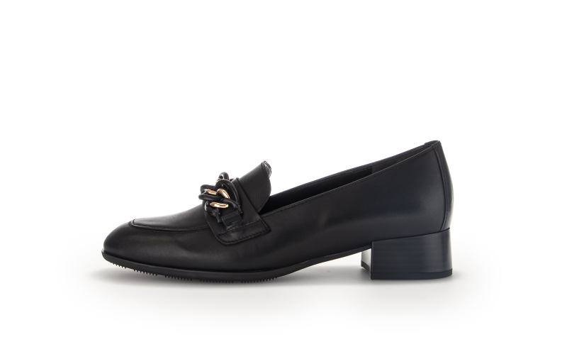 GABOR Dámské černé kožené mokasíny