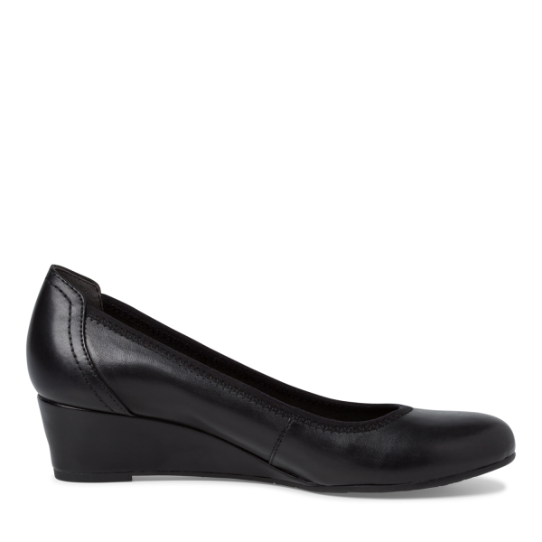 TAMARIS Dámské kožené černé lodičky na klínku