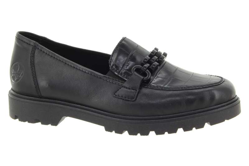 RIEKER Dámské kožené černé mokasíny