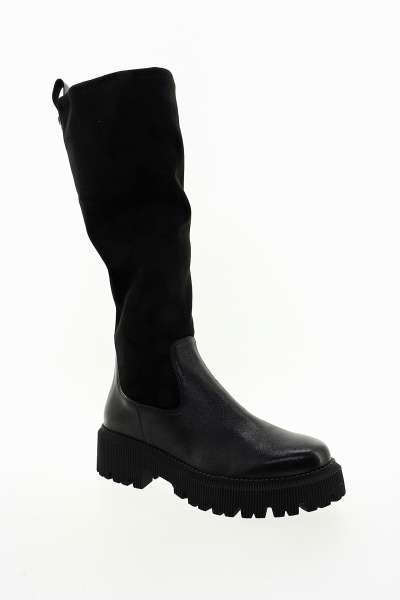 CAPRICE Dámské černé kožené kozačky