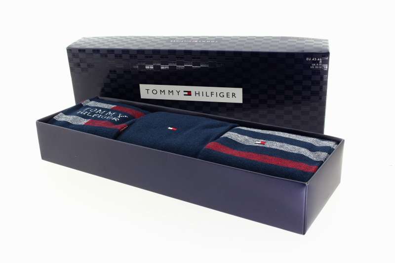 TOMMY HILFIGER Pánské modré ponožky dárkové balení 3 páry