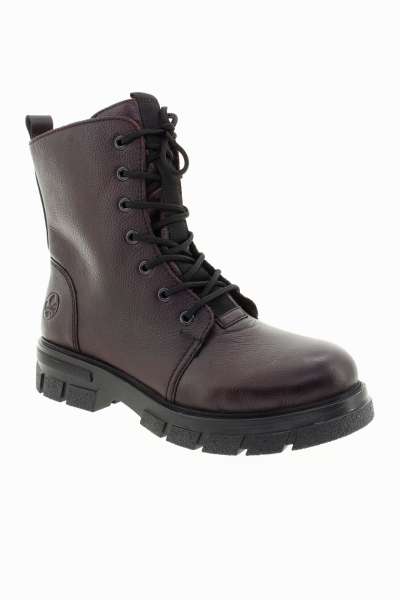 RIEKER Dámský vínový kožený kotník