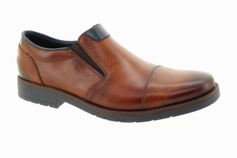 RIEKER Pánské hnědé kožené polobotky