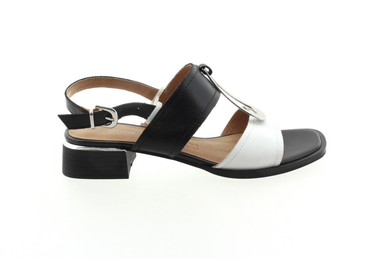 CAPRICE Dámské kožené sandálky černo bílé