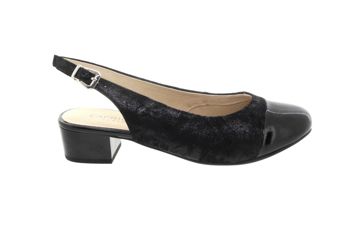 CAPRICE Dámské kožené lodičky černé šíře H