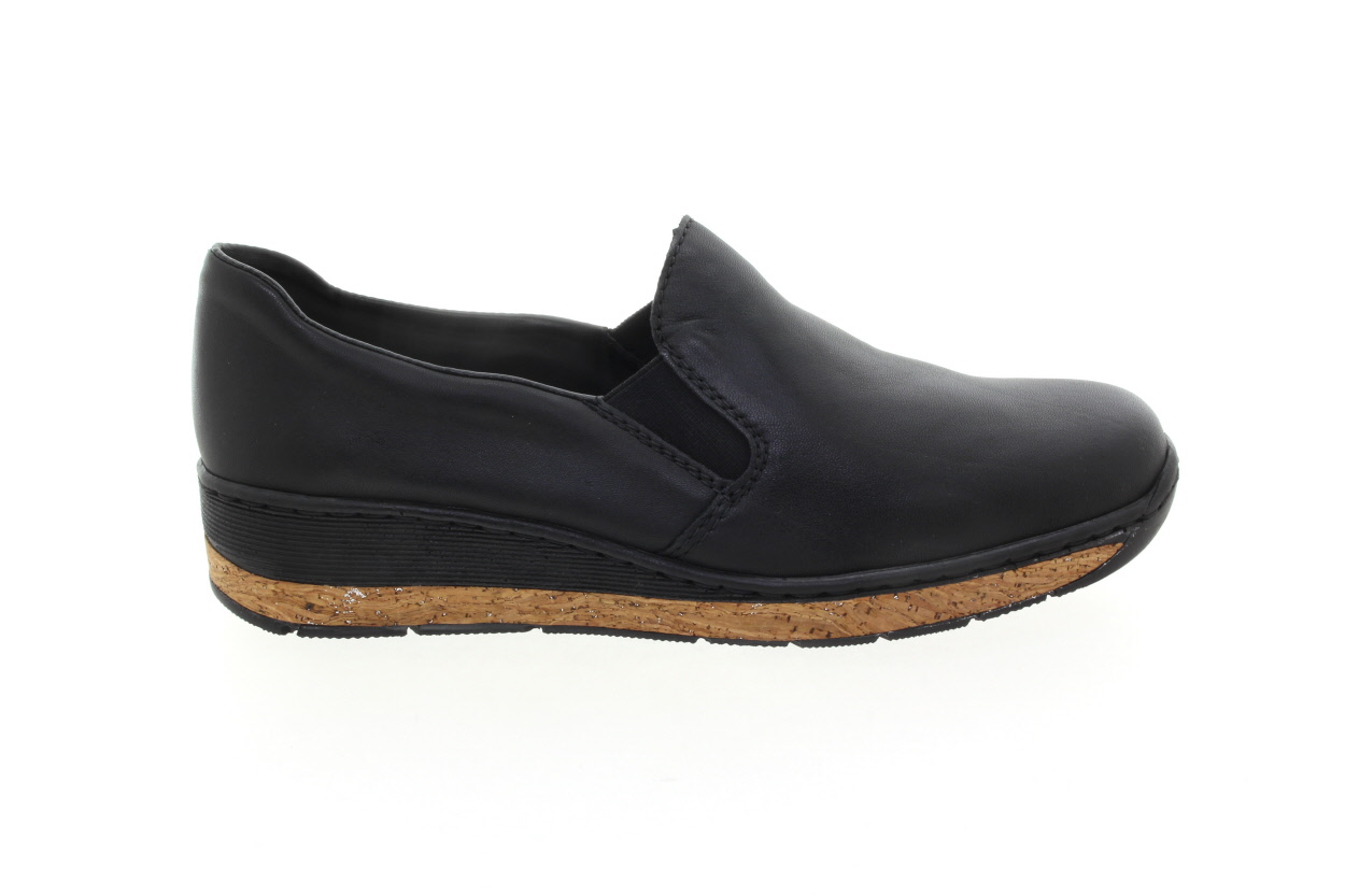 RIEKER Dámské kožené mokasíny černé