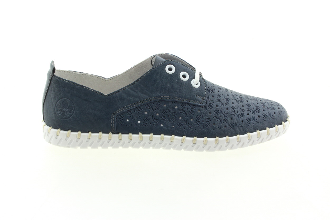 RIEKER Dámské kožené polobotky modré