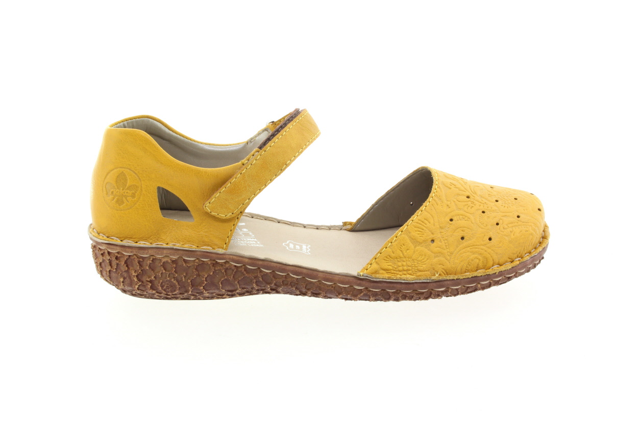 RIEKER Dámské kožené baleríny žluté