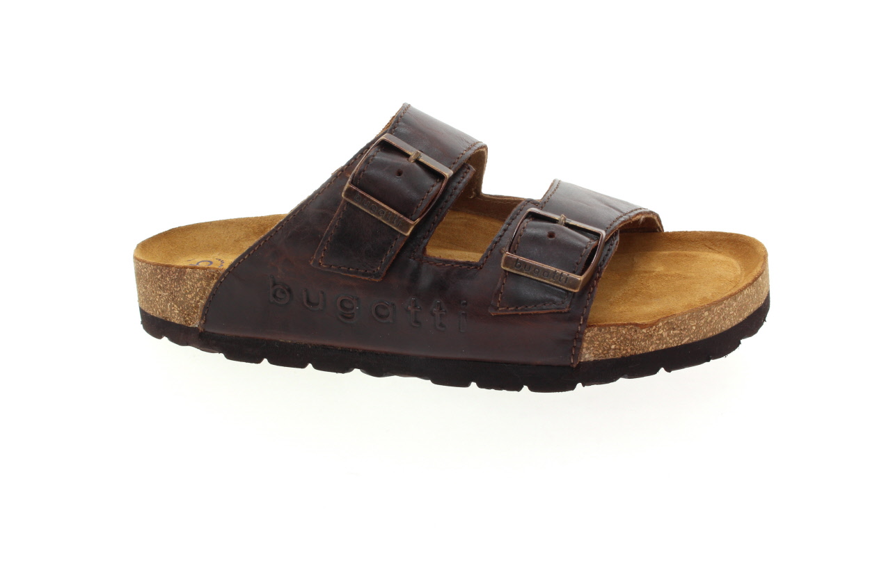 BUGATTI Pánské kožené hnědé pantofle