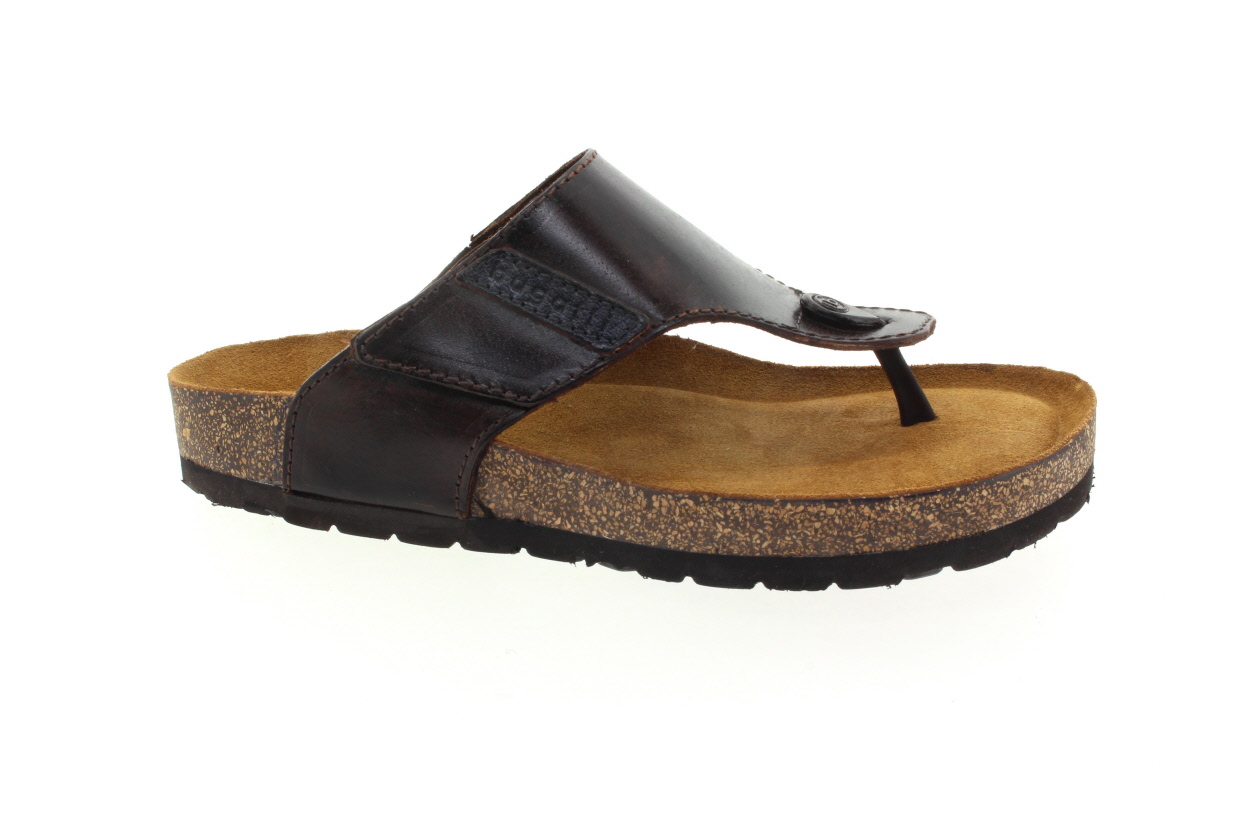 BUGATTI Pánské kožené hnědé žabky