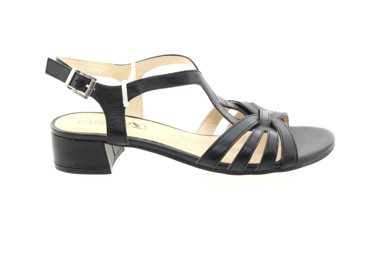 CAPRICE Dámské kožené elegantní sandálky černé