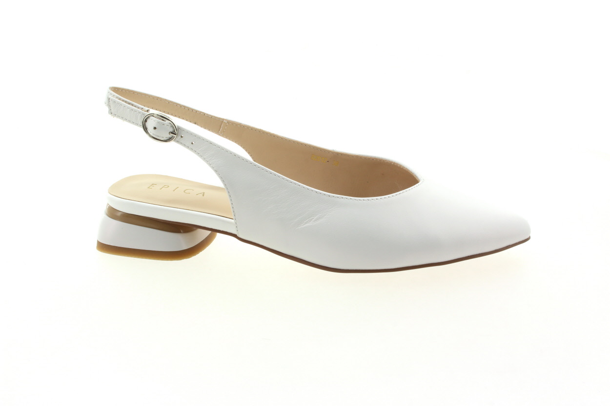 EPICA Dámské kožené baleríny bílé s prázdnou patou
