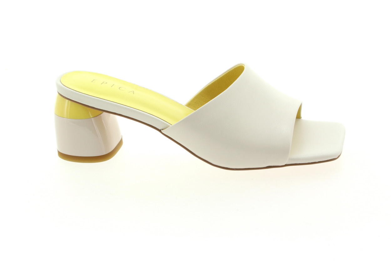 EPICA Dámské kožené bílé pantofle na podpatku