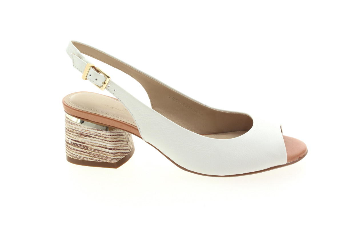 EPICA Dámské kožené bílé lodičky na podpatku s prázdnou patou a špičkou