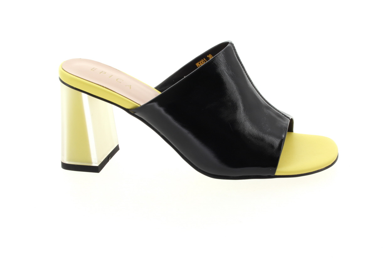 EPICA Dámské kožené lakované pantofle na podpatku