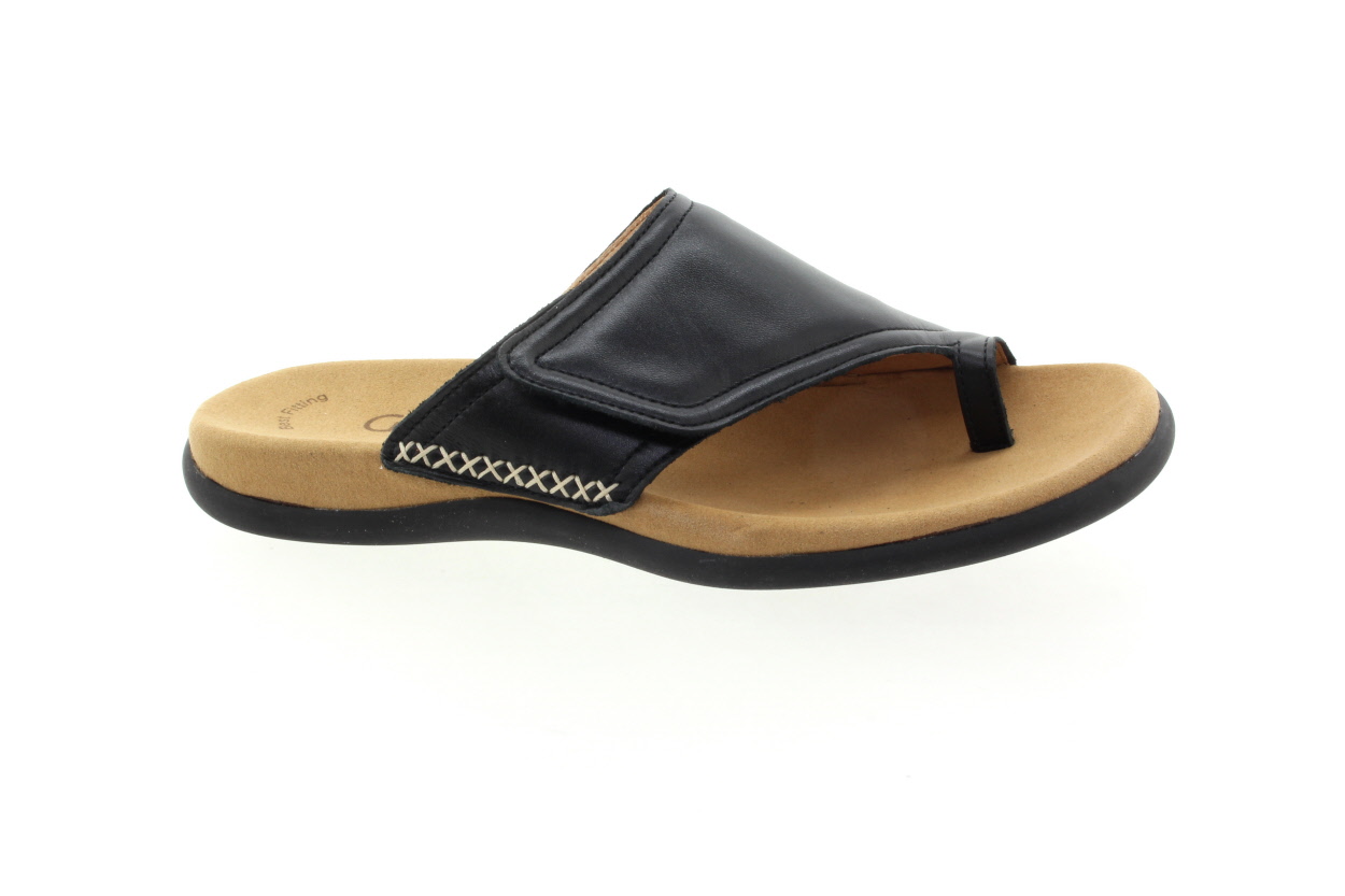 GABOR Dámské černé kožené žabky