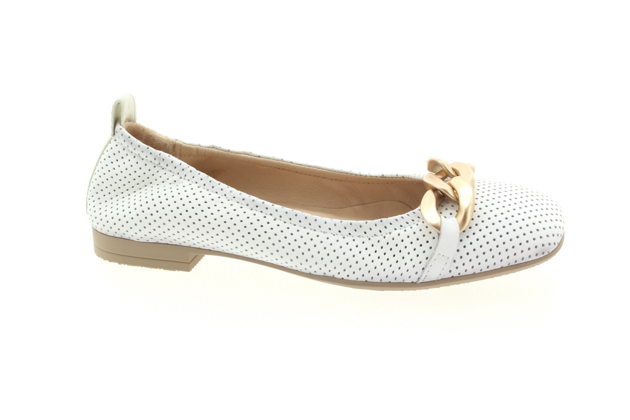 HISPANITAS Dámské kožené bílé baleríny se zlatým řetězem