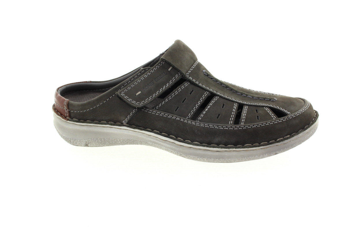 JOSEF SEIBEL Pánské kožené letní pantofle šedé
