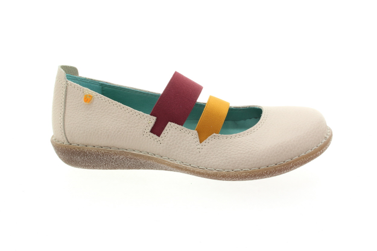 JUNGLA Dámské kožené krémové baleríny