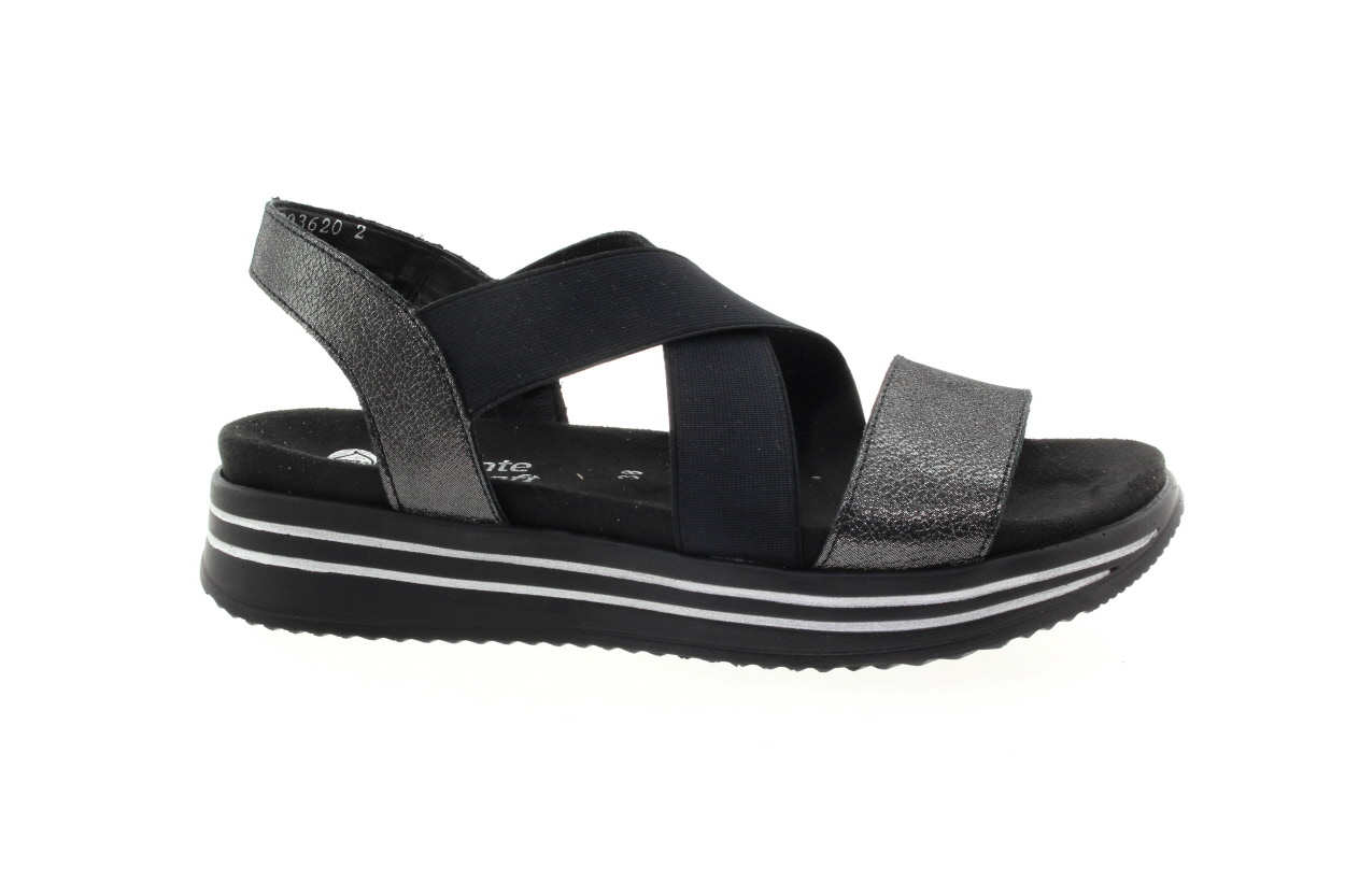 REMONTE Dámské černé kožené letní sandálky