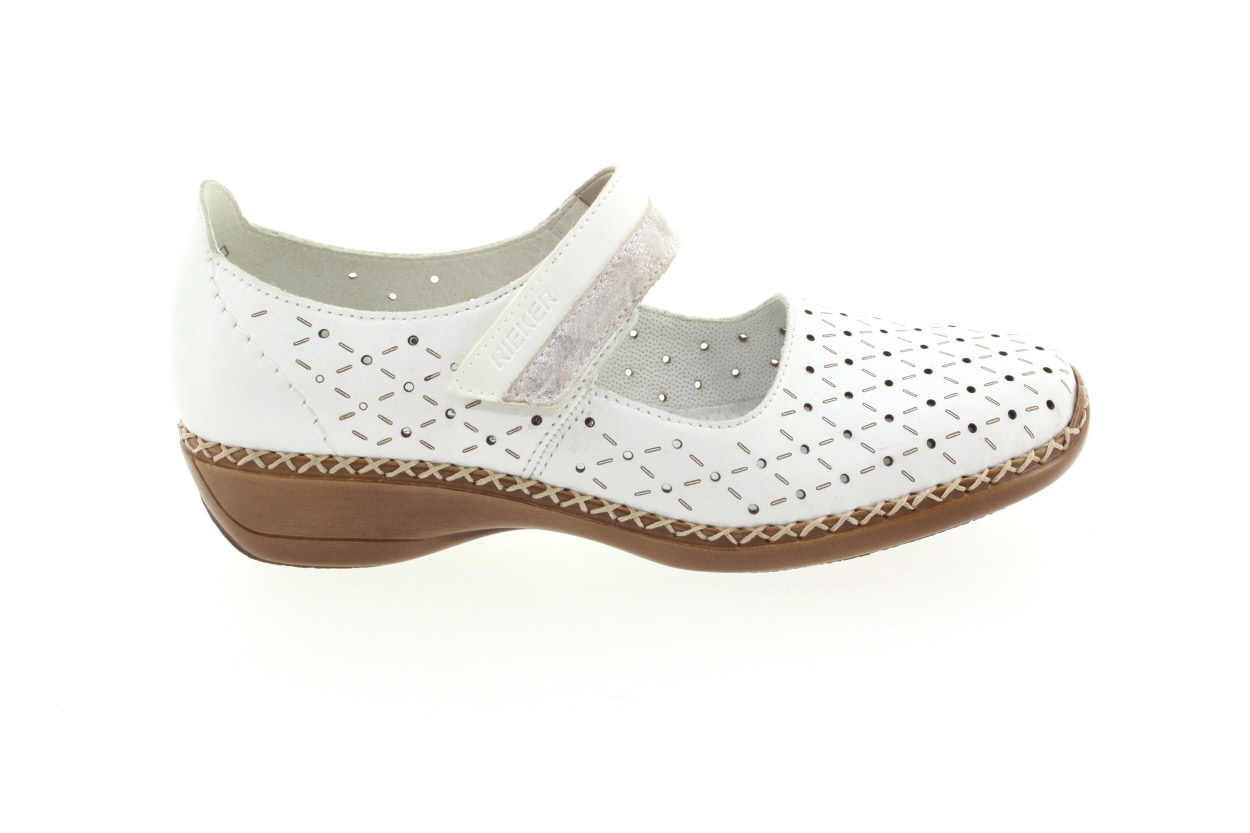 RIEKER Dámské kožené perforované baleríny