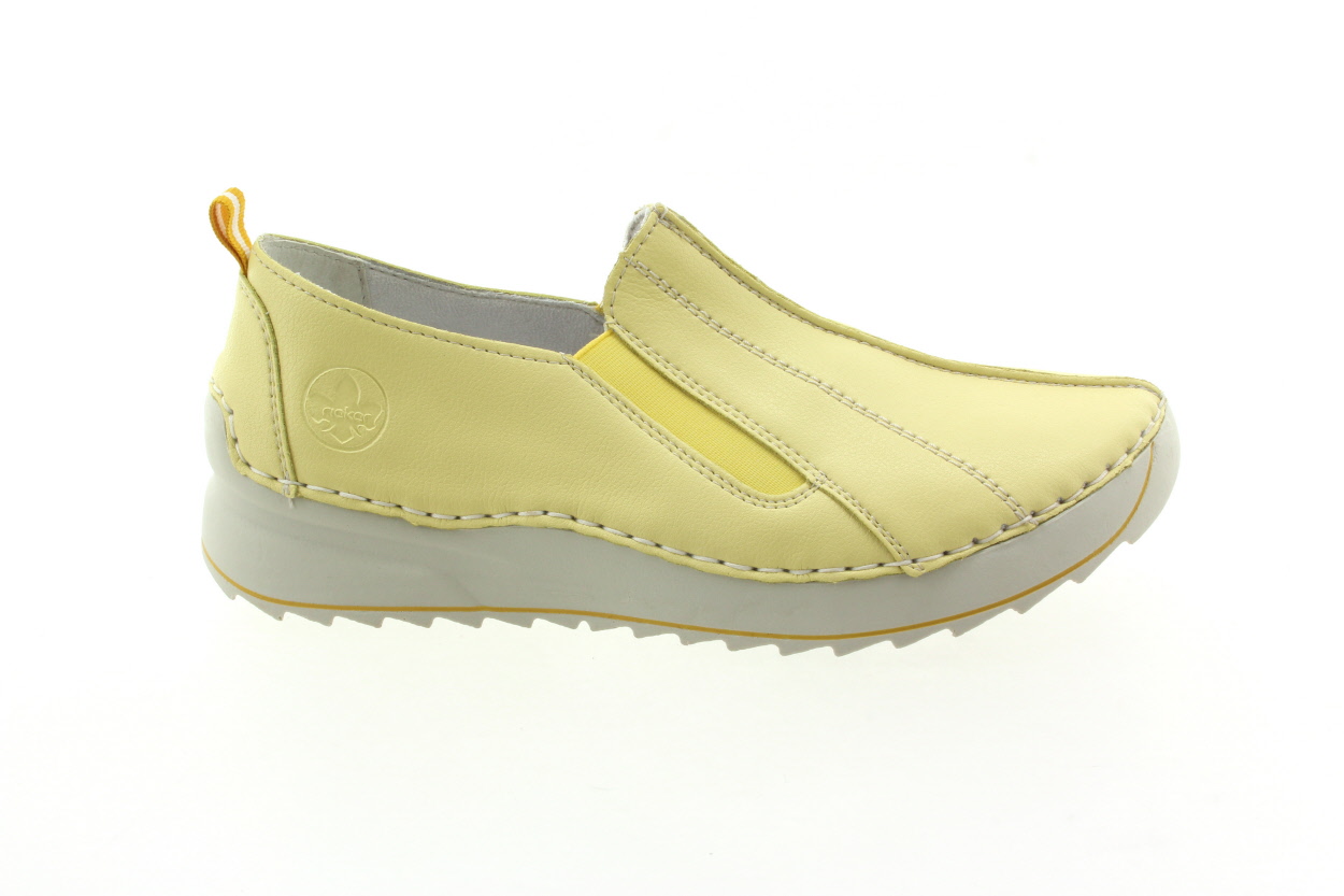 RIEKER Dámské kožené žluté mokasíny