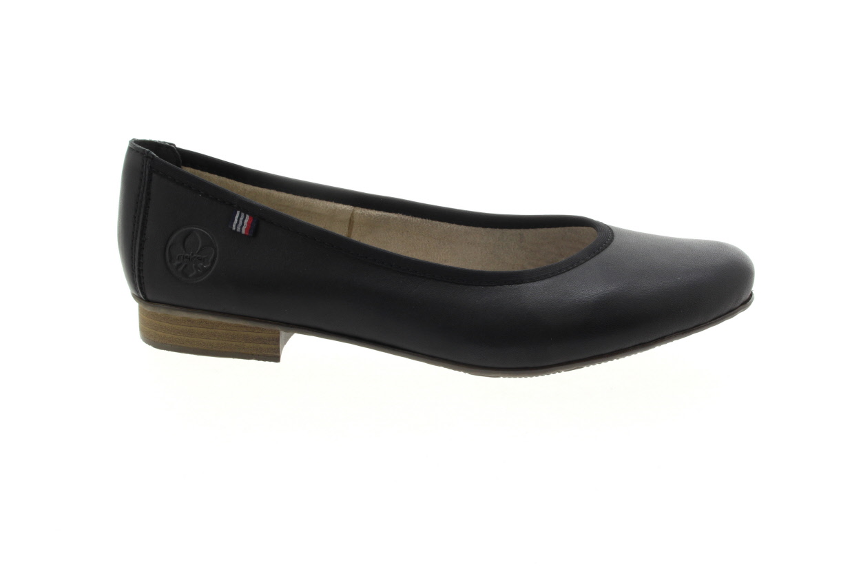 RIEKER Dámské kožené černé baleríny