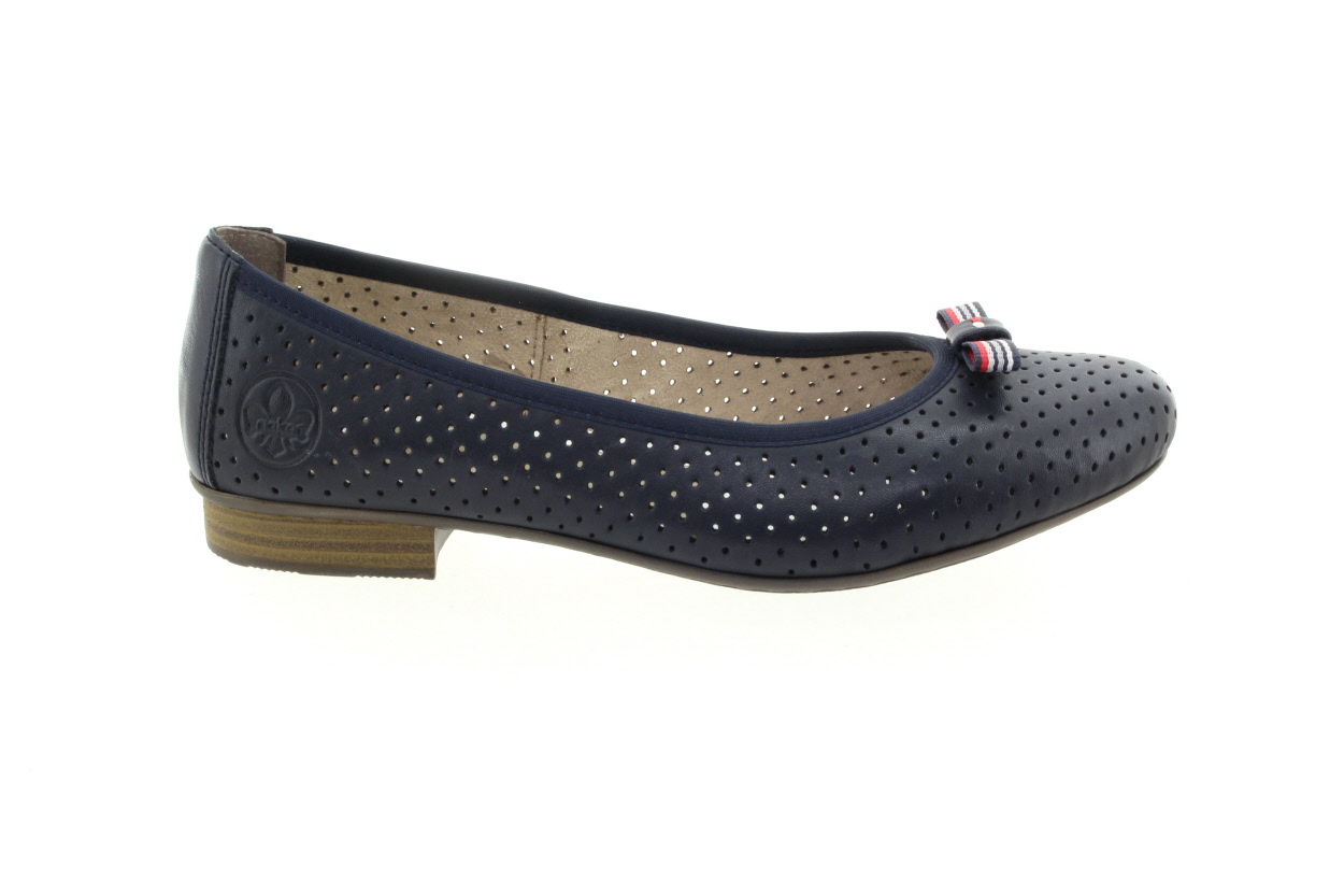 RIEKER Dámské kožené tmavě modré baleríny