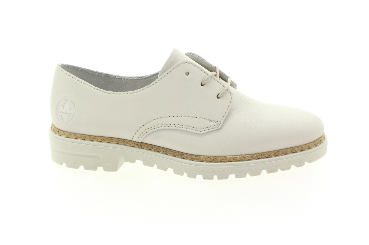 RIEKER Dámské kožené off white polobotky