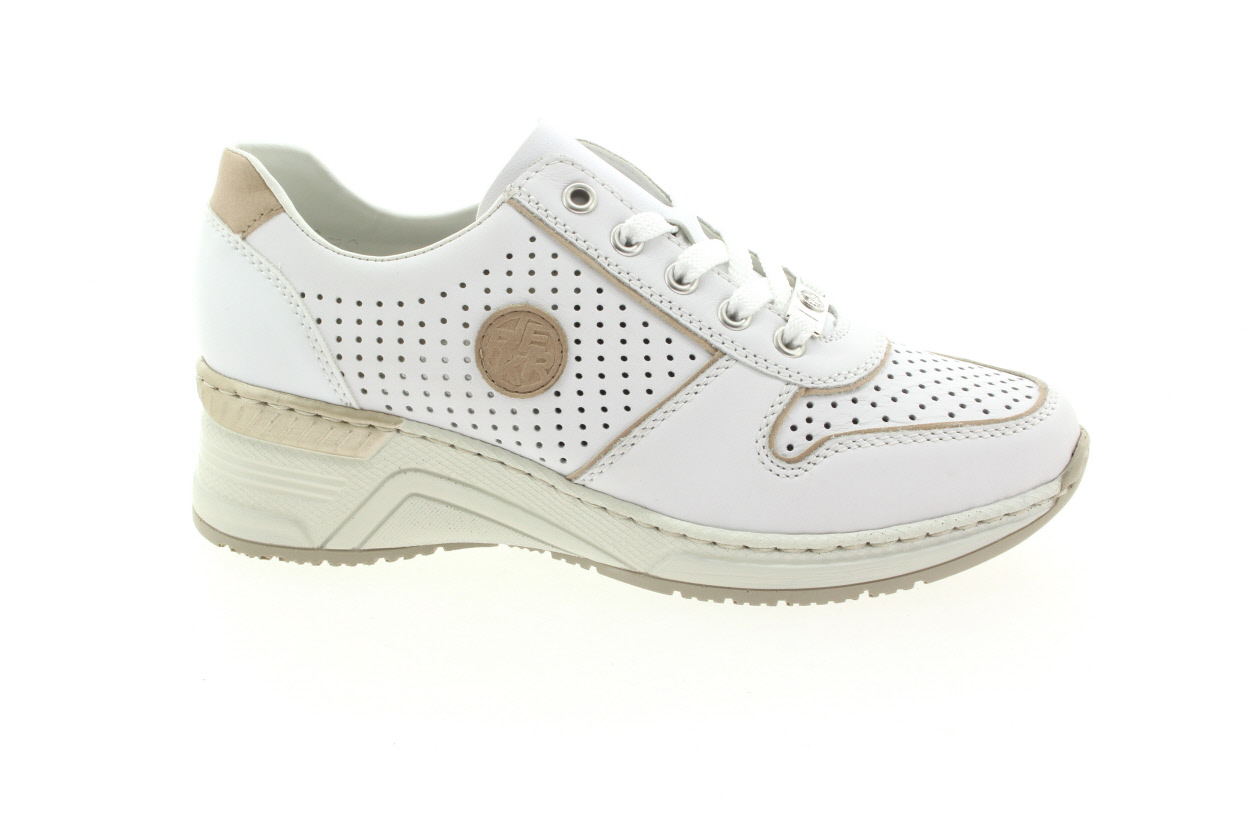 RIEKER Dámské kožené bílé tenisky na klínu