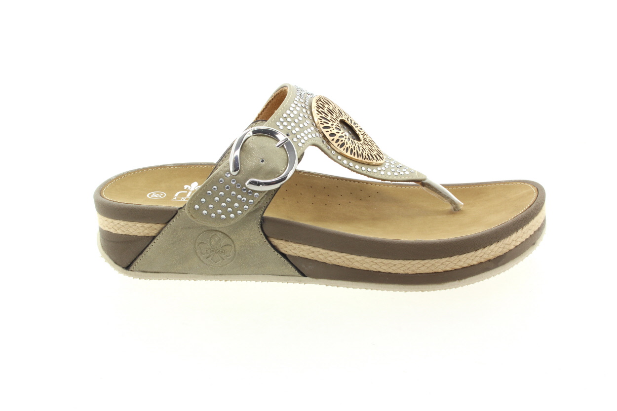 RIEKER Dámské béžové žabky na platformě