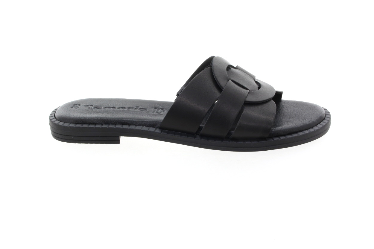 TAMARIS Dámské kožené černé pantofle