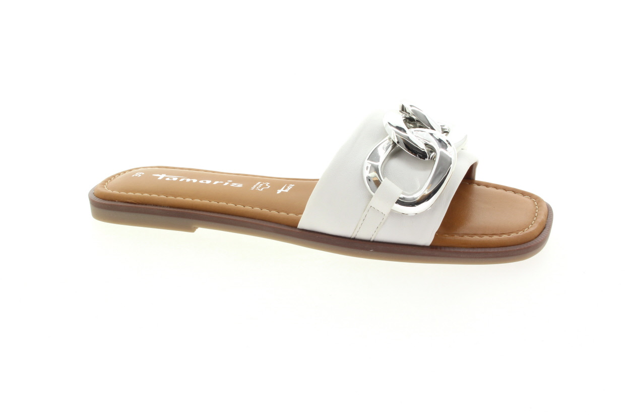 TAMARIS Dámské kožené bílé pantofle