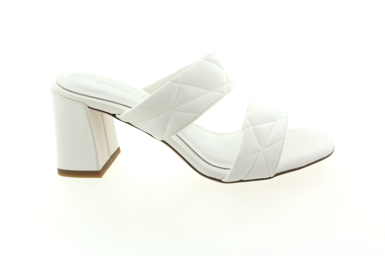 TAMARIS Dámské kožené bílé pantofle na podpatku