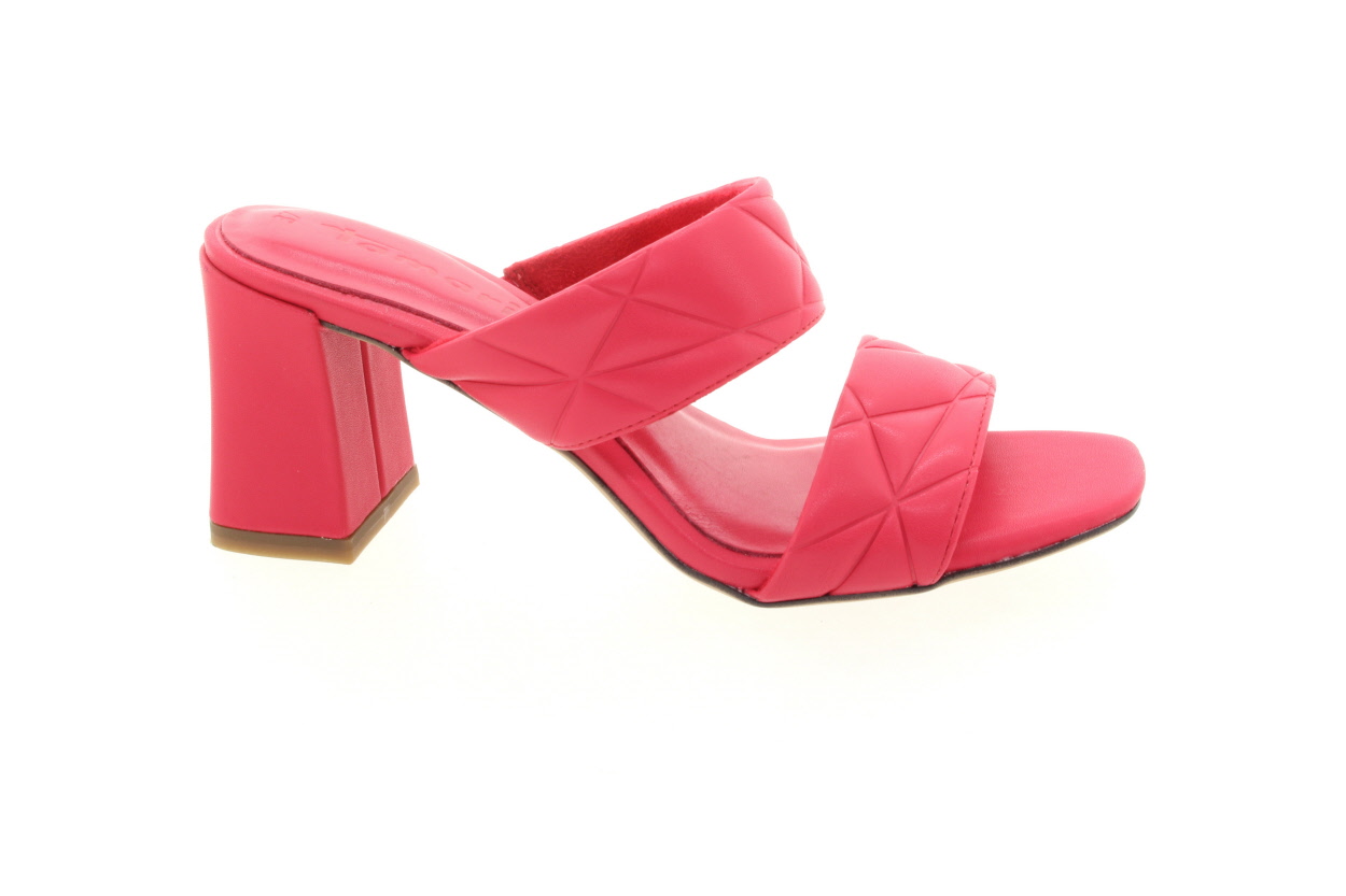 TAMARIS Dámské kožené červené pantofle na podpatku