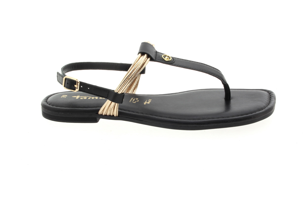 TAMARIS Dámské kožené černo zlaté sandálky