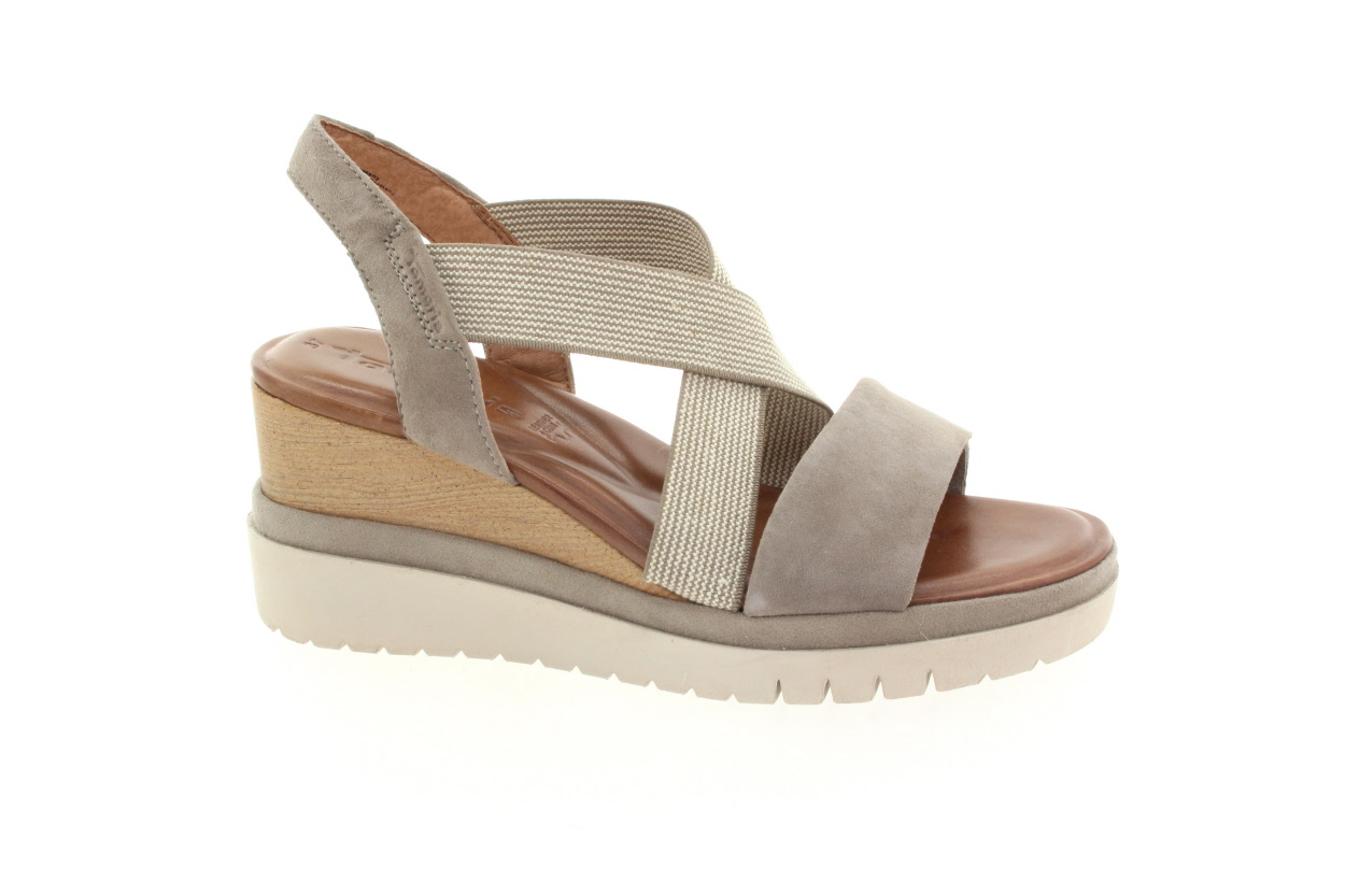 TAMARIS Dámské kožené šedé sandály na klínu