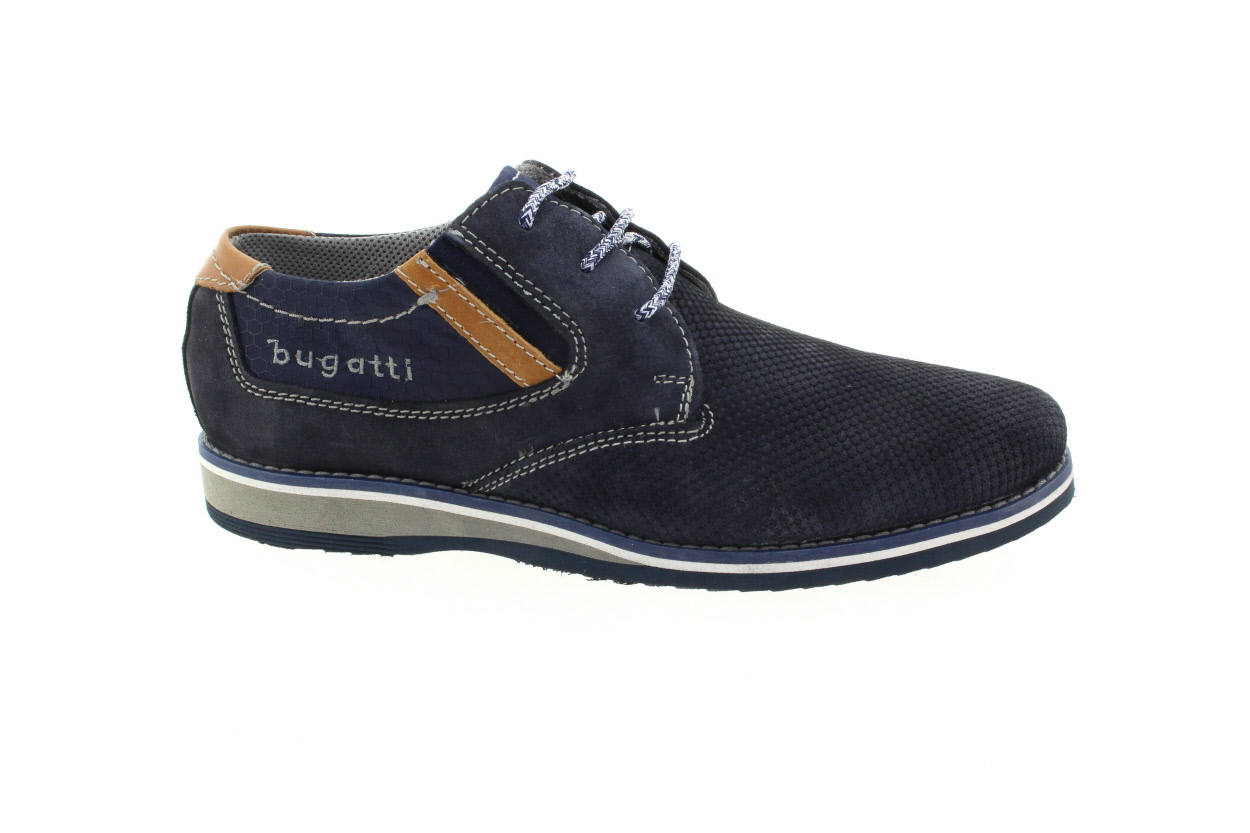 BUGATTI Pánské kožené tm.modré polobotky