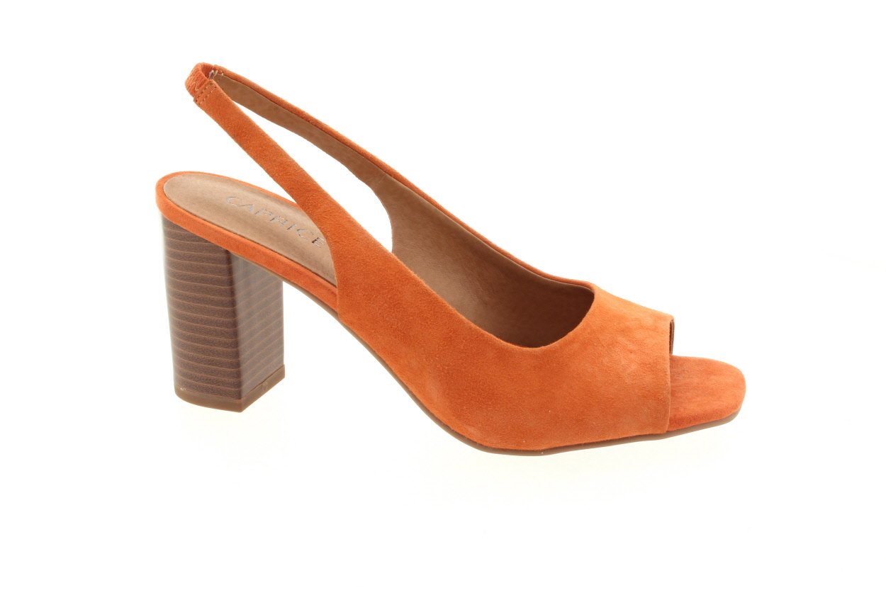 CAPRICE Dámské kožené oranžové lodičky