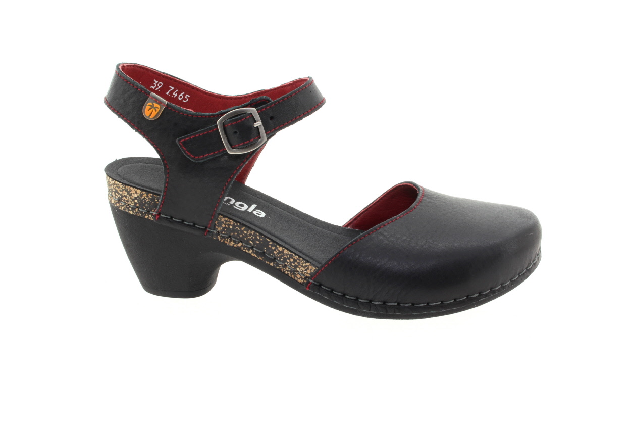 JUNGLA Dámské černé kožené sandálky na podpatku