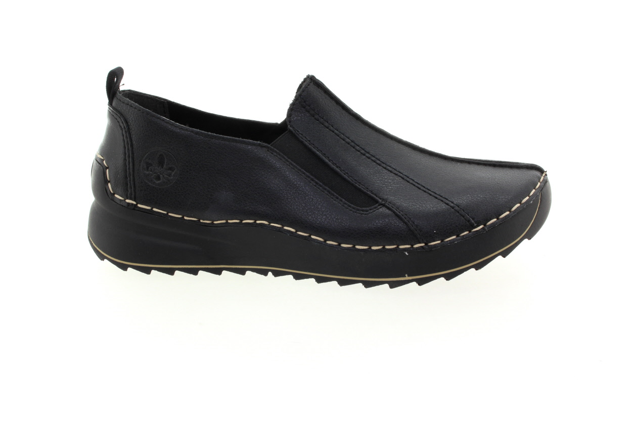 RIEKER Dámské černé kožené mokasíny