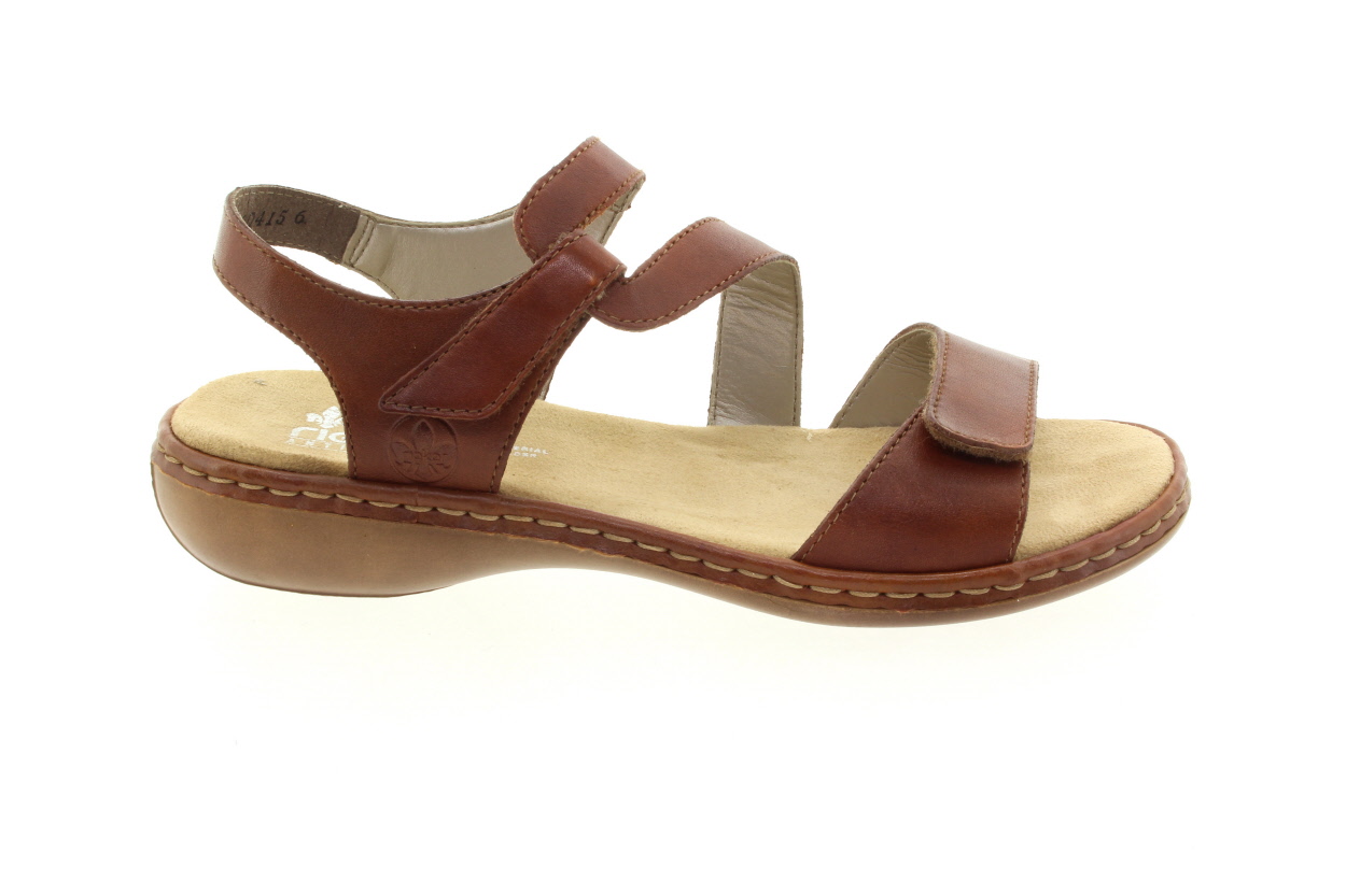 RIEKER Dámské hnědé kožené sandály