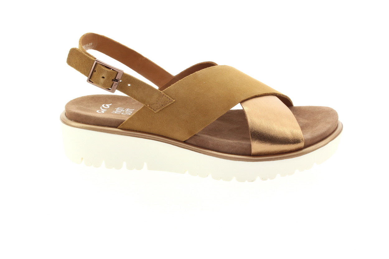 ARA Dámské kožené sandály whisky-caramel