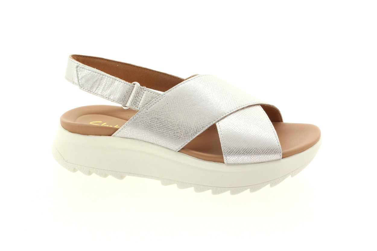 CLARKS Dámské kožené stříbrné sandály