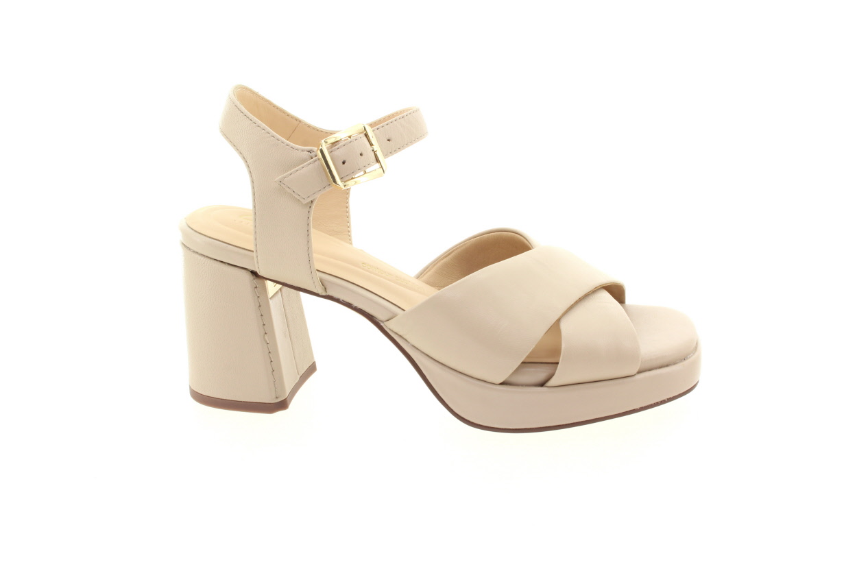 CLARKS Dámské kožené béžové sandály na podpatku