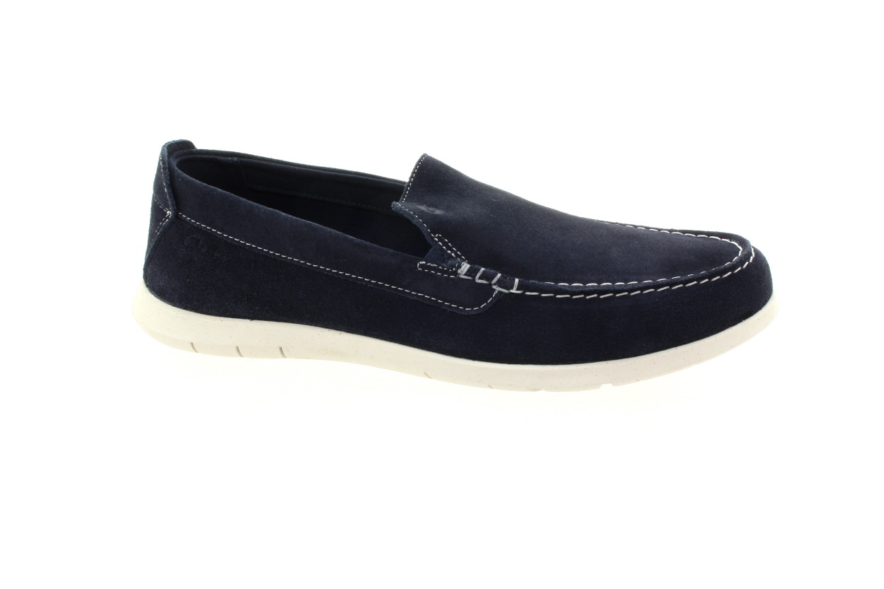 CLARKS Pánské tm.modré kožené mokasíny