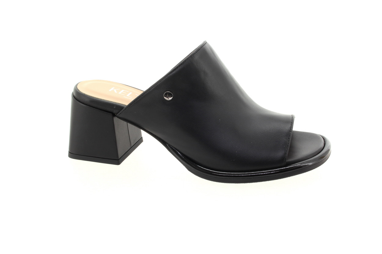 KELTON Dámské kožené černé pantofle